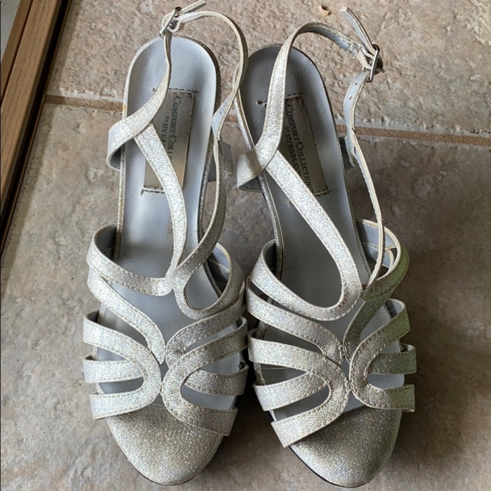 Silver sparkly 3 inch heels